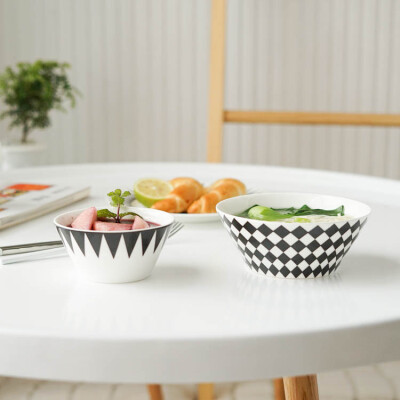 2件北欧陶瓷碗骨瓷 小米饭碗 沙拉碗甜品碗面碗小汤碗麦片碗