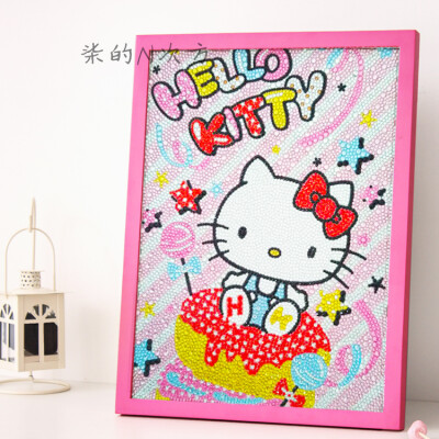 凯蒂猫kt猫hellokitty钻石画卡通满钻手工diy十字绣钻石秀粘贴画