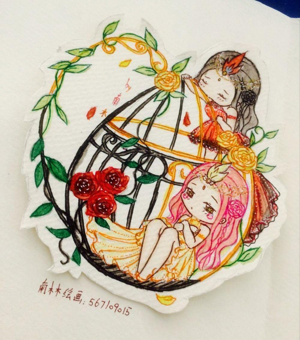南木大大的小名原来叫南木木，这是他画的两只鹦鹉哦