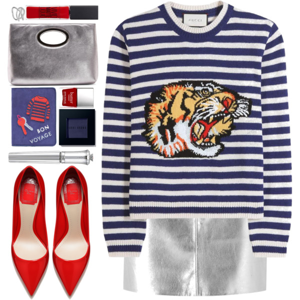 A fashion look from February 2017 featuring wool sweaters, leather skirt and leather handbags. Browse and shop related looks.