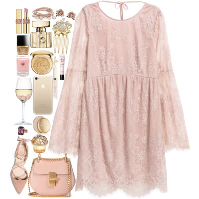 A fashion look from February 2017 featuring pink lace dress, pointed shoes and chloe purses. Browse and shop related looks.