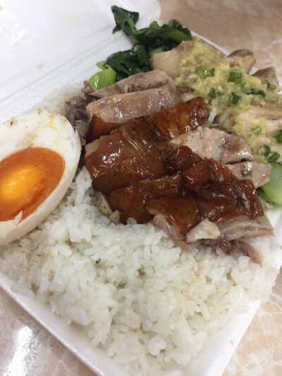 烧鸭拼白切鸡饭