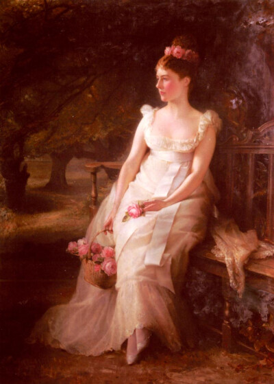 Edward Hughes (Edward Hughes) (1832-1908)/
The Debutante/
Oil on canvas/
1886/
173 x 127 cm/
(68.11" x 50")/
Private collection