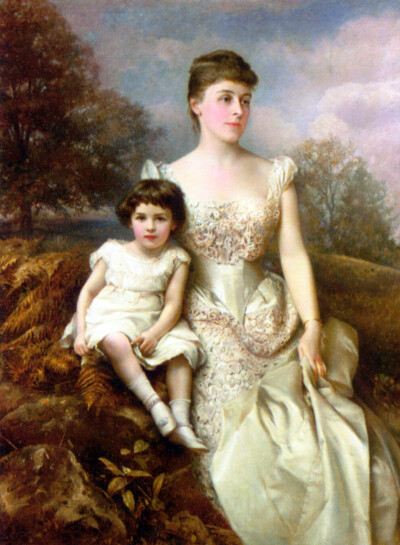 
Edward Hughes (Edward Hughes) (1832-1908)/
Portrait of Mrs. Drury Percy Wormald and her Son/
Oil on canvas/
1888/
150.5 x 112.4 cm/
(59¼" x 44¼")/
Private collection/