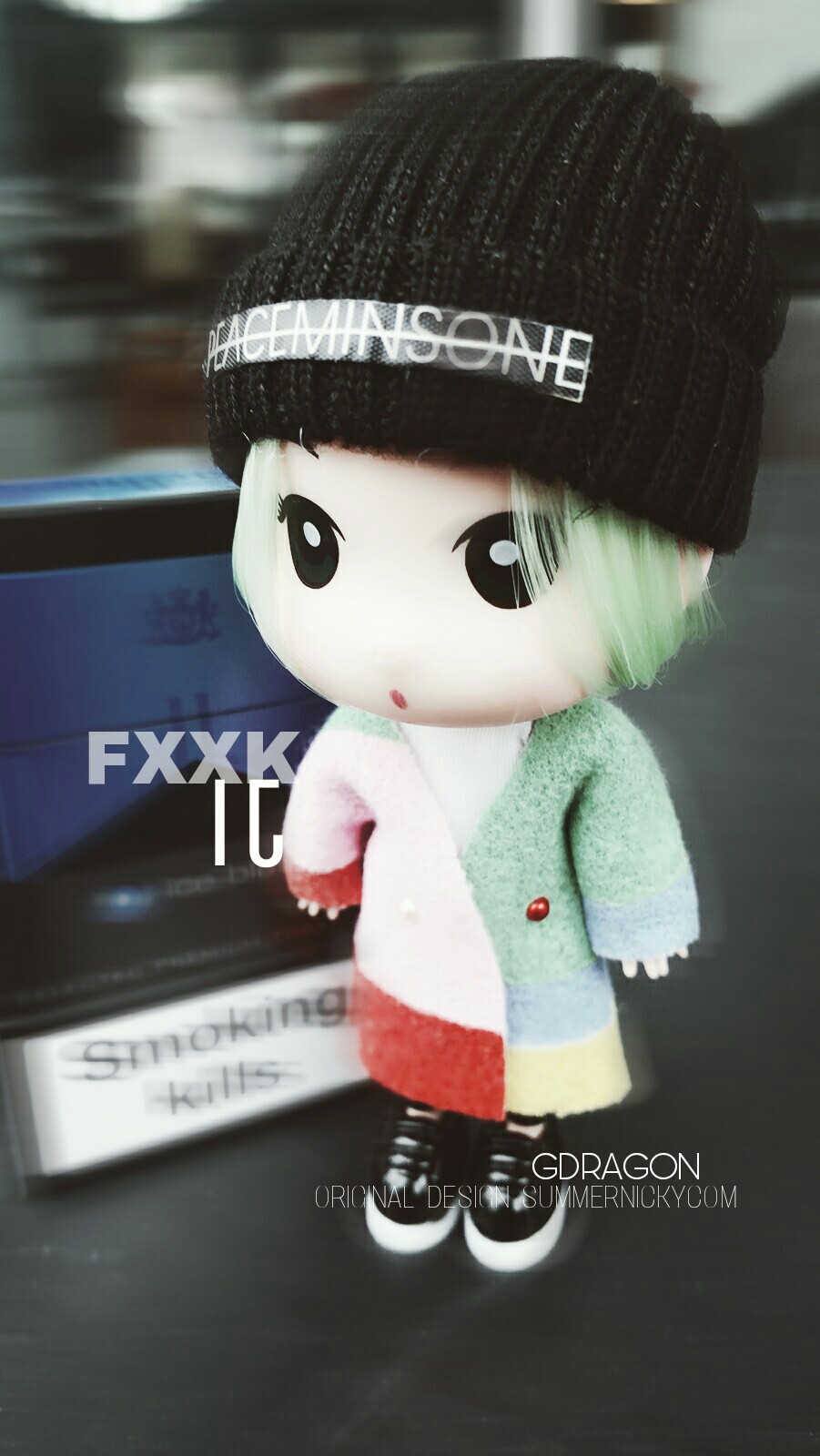 权志龙GDRAGON公仔原创自拍图#ORIGINAL-DESIGN-SUMMERNICKYCOM#iPhone#安卓#锁屏#桌面#黑白壁纸