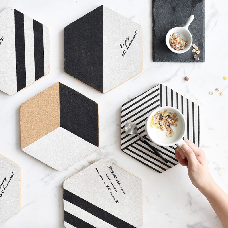 朴家杂货 北欧简约几何软木锅垫杯垫防烫隔热垫碗盘碟垫防滑垫子