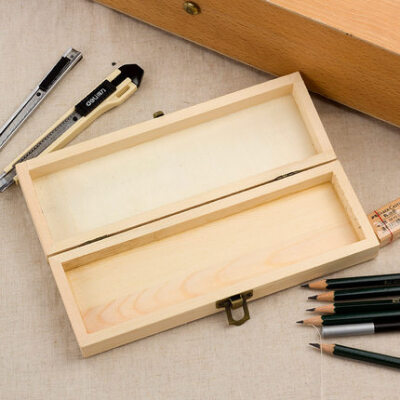 柏伦斯创意复古学生木质铅笔盒简约学习复古风木盒收纳盒文具盒