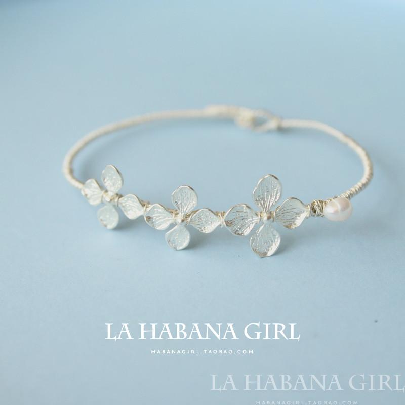 La habana girl♥手作♥独立设计 清新系四叶花 手工手镯