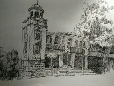 建筑速写，单靠眼