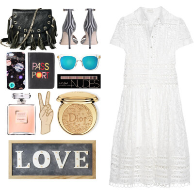 A fashion look from February 2017 featuring white midi dress, heeled sandals and crossbody purses. Browse and shop related looks.