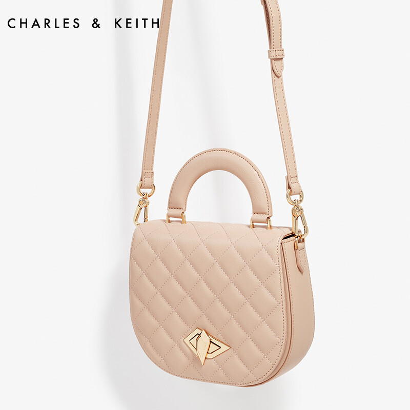 CHARLES&amp;KEITH 单肩包 CK280670550 法式菱格风味女士手提包