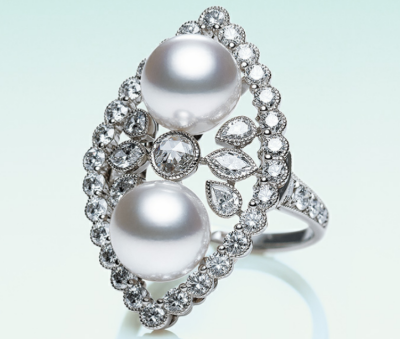 Mikimoto 珍珠钻石戒指