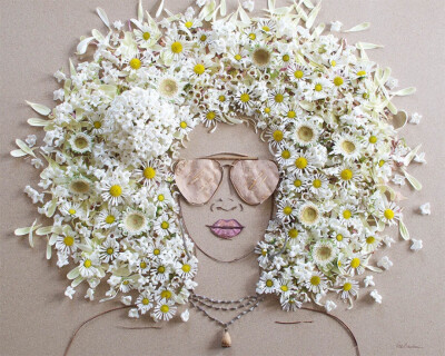 Vicki Rawlins/树枝和鲜花创作的肖像画
