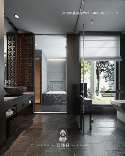 干净整洁的新中式卫生间装修效果图