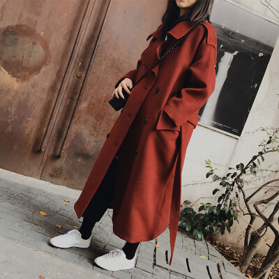 YONICOKO 独家设计 重磅70双面羊毛砖红长大衣 限量