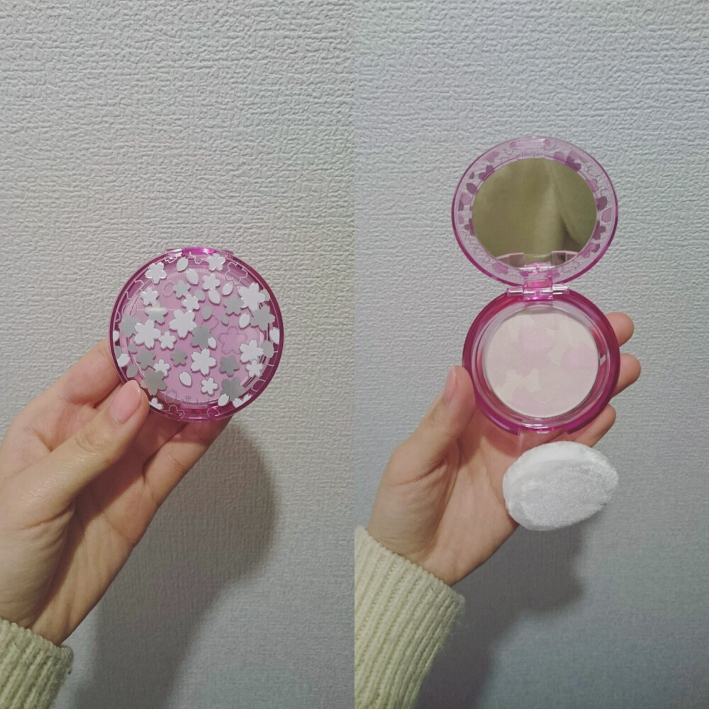 春天当然是樱花啦～又一个因为包装没忍住买的东西 艾杜莎春季新品，樱花蜜粉饼。花瓣也是是三种，有高光，遮盖毛孔，提升气色三种功效。用刷子上脸更自然，很小一盒带着补妆自带粉扑镜子也蛮方便。而且它们家的痘痘肌放心用哦