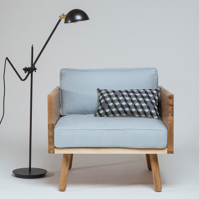 纳美格调家具创意设计北欧橡木休闲实木单人沙发椅工作室沙发椅子