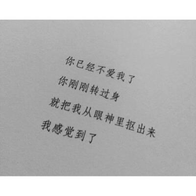 你已经不爱我了 你刚刚转过身 就把我从眼神里抠出来 我感觉到了