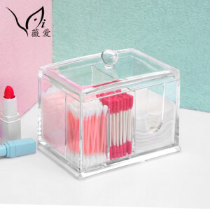 薇爱 化妆棉收纳盒 亚克力棉签盒透明多功能卸妆棉化妆品收纳盒