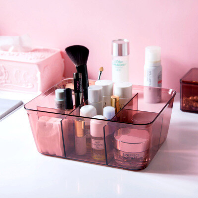 多格化妆品收纳盒塑料透明梳妆台小盒子浴室桌面护肤品首饰整理盒