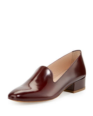 Polished Leather Block-Heel Loafer