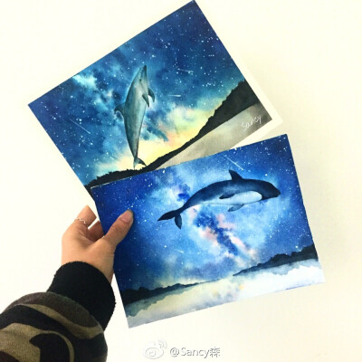 童话里的鲸是飞在星空里的。微博：Sancy森