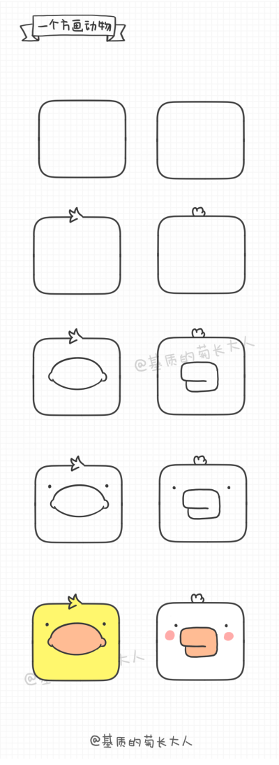 手帐教程——一个方画动物