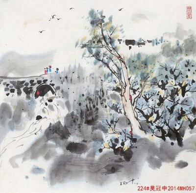 定制 中式风景画芯喷绘大幅中堂客厅壁画现代卧室书房装饰画心画布打印