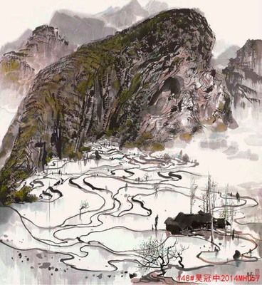 定制 中式风景画芯喷绘大幅中堂客厅壁画现代卧室书房装饰画心画布打印