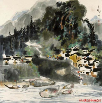 定制 中式风景画芯喷绘大幅中堂客厅壁画现代卧室书房装饰画心画布打印