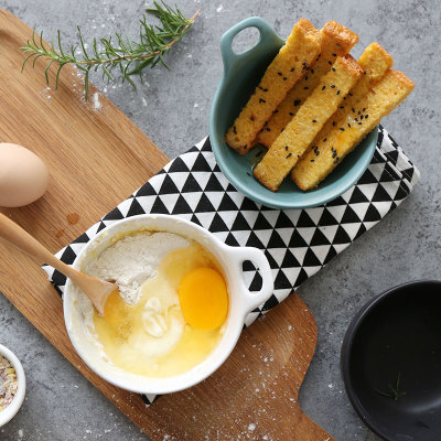 朴家杂货 磨砂陶瓷创意单耳碗北欧简约饭碗烤碗小汤碗甜品早餐碗