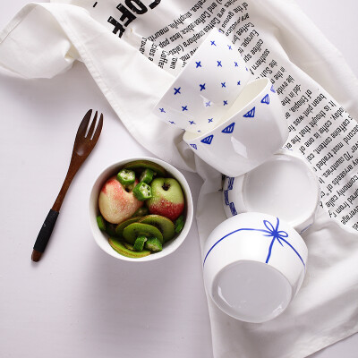 创意简约餐具北欧早餐碗几何咖啡杯具套装方碗陶瓷调味碟子米饭碗