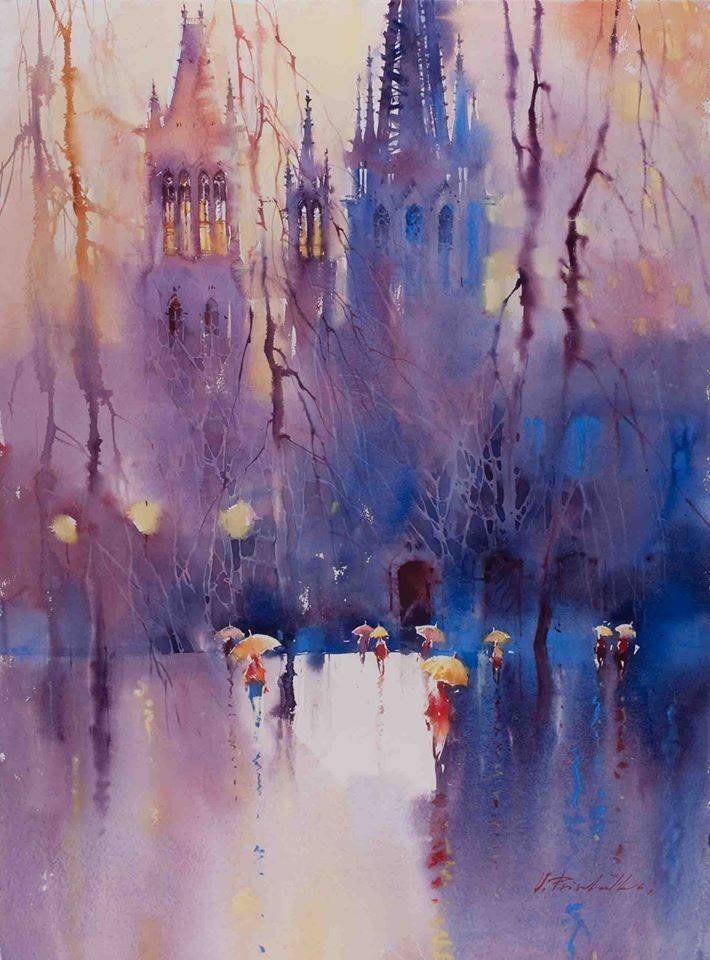 德国画家 viktoria prischedko 一组水彩人文风景绘画