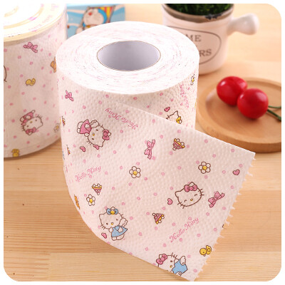 hello kitty 彩色印花纸巾卷筒餐巾原生木浆卫生纸家用厕纸
