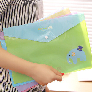韩版 可爱小象塑料A4试卷文件袋 透明文件夹办公用品