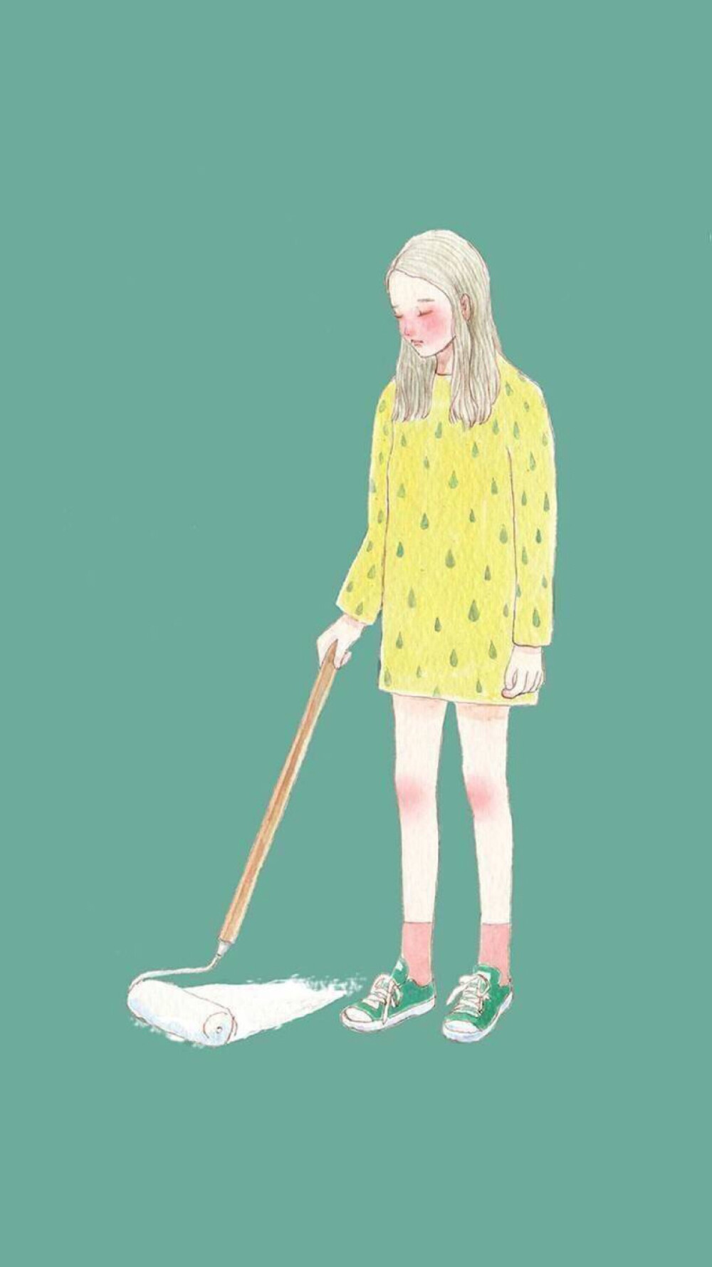 可爱 简单 插画 萌系 小清新 薄荷绿 藍色 綠色