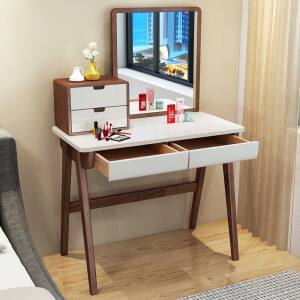 卓品 北欧小户型梳妆台现代简约迷你储物白色化妆桌美式卧室家具