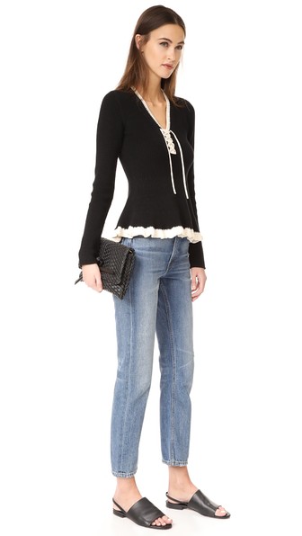 Derek Lam 10 Crosby 系带荷叶边毛衣