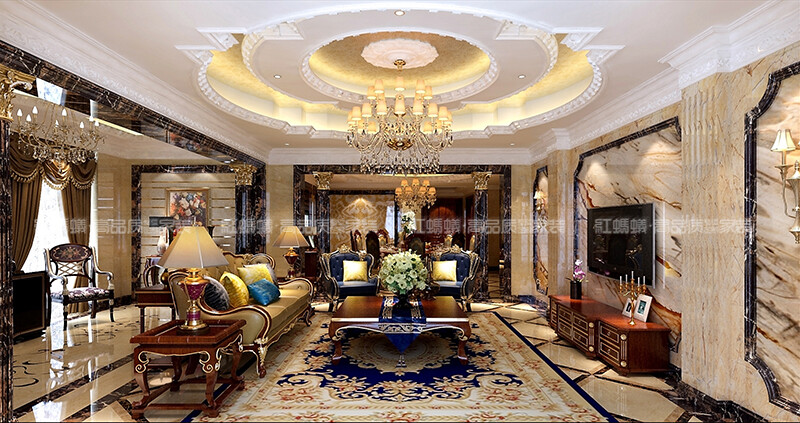 #客厅# #红蚂蚁装饰# #装饰装修# #室内软装# #花纹大理石# #皮质沙发#