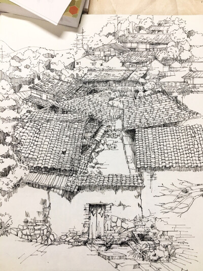 建筑手绘钢笔画