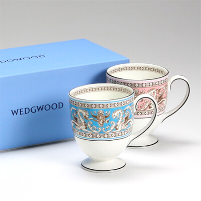 英国Wedgwood 丝绸之路 骨瓷 马克杯对杯 粉色 蓝色 英国制造