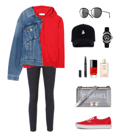 Balenciaga hoodie、jacket，Frame jeans，Vans sneaker，Chanel bag、sunglasses、watch#2017