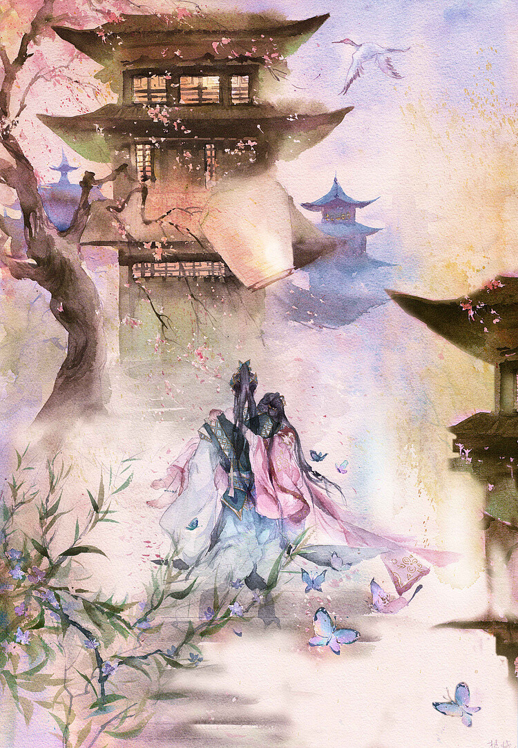 古风情侣插画师enofno万重帘