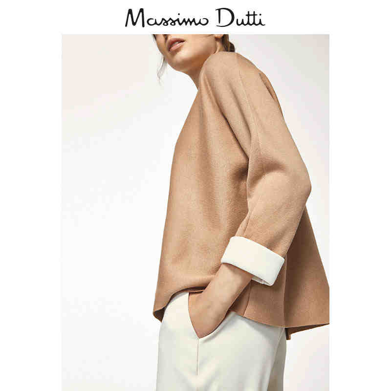 Massimo Dutti 女装 褶边装饰斗篷针织衫