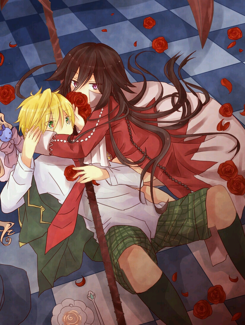 【来源P站，侵删】オズ アリ一
画师：弧広
奥兹·贝萨流士，日本漫画家望月淳的漫画作品《潘朵拉之心》中的男主角。金发碧眼的美少年，性格成熟温柔、活泼腹黑。掌握着阿比斯全部的关键少年，四大公爵贝萨流士家的下一任当家。从[阿比斯]逃出后，发现自己回到10 年后的世界，为了找出他的罪名与艾丽丝一起，成为扎克席兹·布雷克的部下在潘朵拉工作。
艾莉丝（Alice)，日文/アリス，日本漫画家望月淳所作漫画《潘朵拉之心》中的女主角。黑发紫眼，和阿嵬茨的意志一样头发上有两个可爱的鬓角发，容貌精致，外表清纯。性格起初冷漠孤傲，自我中心。逐渐变得天然呆。直率真诚，所以有时会露出温柔的表情。
二次元/动漫/原创/同人画/插画/手绘/头像/壁纸/锁屏/背景/美少年/美少女/金发/黑长发/绿瞳/紫瞳/紧身裙/高筒靴/CP