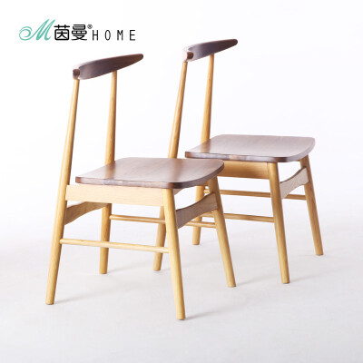 茵曼home现代简约北美橡木弧背椅全实木餐椅