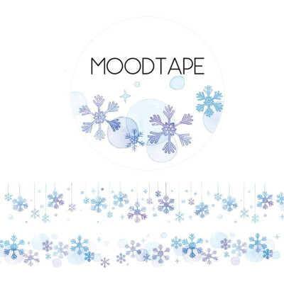 moodtape 深冬浅雪 mood原创和纸胶带 手帐装饰35cm循环分装