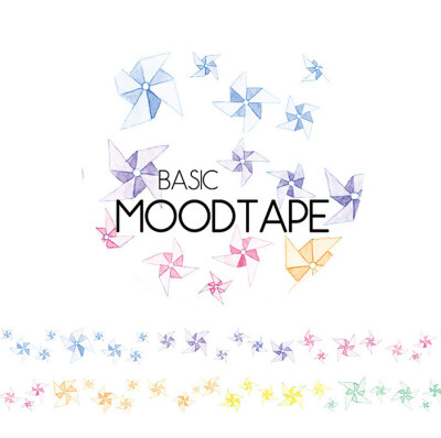 moodtape.BASIC 彩风车 mood原创和纸胶带 手帐贴纸 35cm循环分装