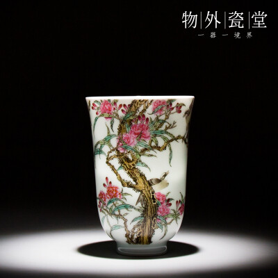 物外瓷堂 景德镇手绘粉彩花鸟手工陶瓷器功夫茶具个人闻香小茶杯