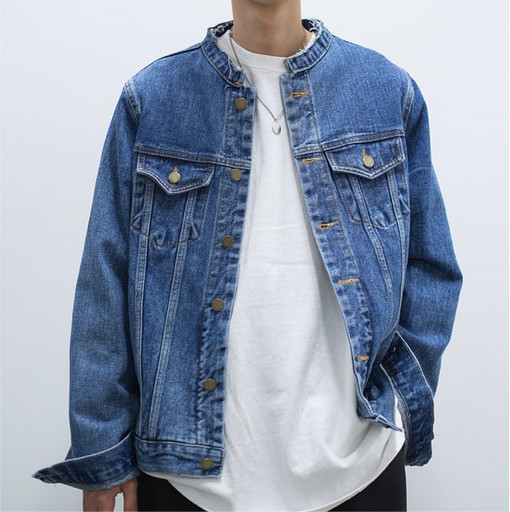 小立领的牛仔衣
